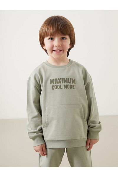 LC Waikiki Lcw Crew Neck Printed Boys Sweatshirt and Sweatpants Bottom 2'Li