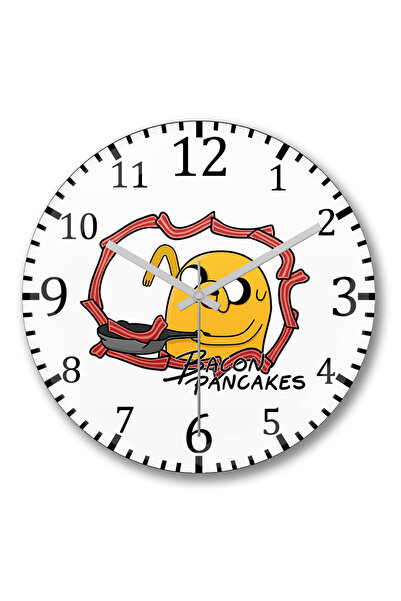 BASKI DÜNYASI ساعة حائط فطائر لحم الخنزير المقدد من الزجاج الحقيقي المنحني