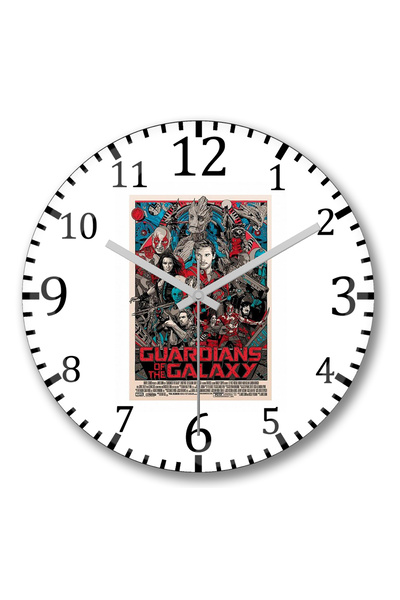 BASKI DÜNYASI ساعة حائط Guardians Of The Galaxy من الزجاج الحقيقي المنحني