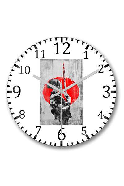 BASKI DÜNYASI Ceas de perete Samurai Girl din sticlă autentică bombată