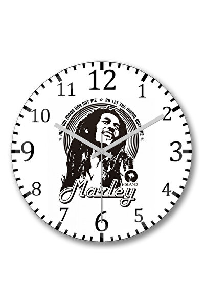 BASKI DÜNYASI Bob Marley The Color Of Happiness Ρολόι τοίχου με κάμψη από γνή...