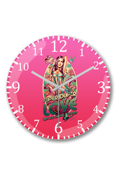 BASKI DÜNYASI ساعة حائط موسيقية سوبر دوبر من الزجاج الحقيقي المنحني