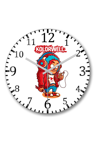 BASKI DÜNYASI ساعة حائط كولورويل من الزجاج الحقيقي المنحني