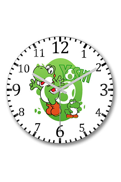 BASKI DÜNYASI Ceas de perete Mario și Yoshi din sticlă autentică bombată