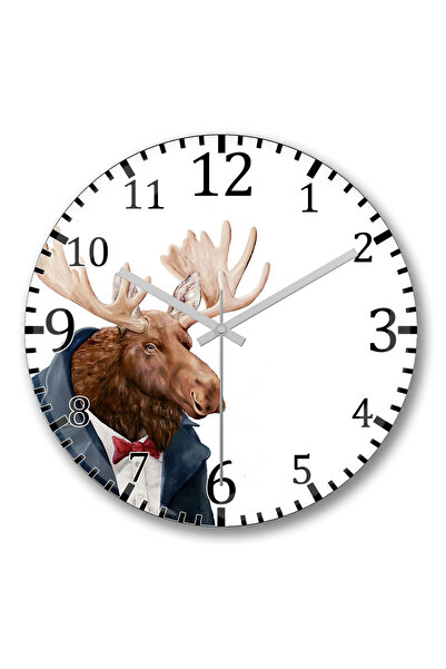 BASKI DÜNYASI Ceas de perete Fat Fancy Deer din sticlă autentică bombată