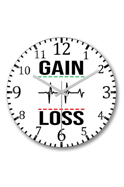 BASKI DÜNYASI ساعة حائط Gain E Loss من الزجاج الحقيقي المنحني