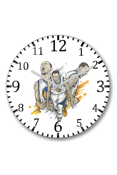 BASKI DÜNYASI ساعة حائط ستيفن كاري سكريم من الزجاج الحقيقي المنحني