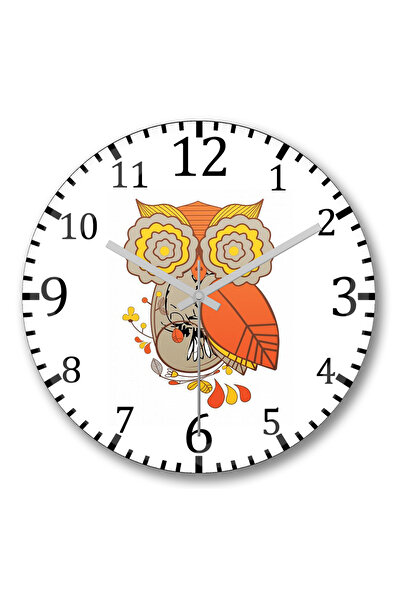 BASKI DÜNYASI ساعة حائط بومة كوروجا من الزجاج الحقيقي المنحني