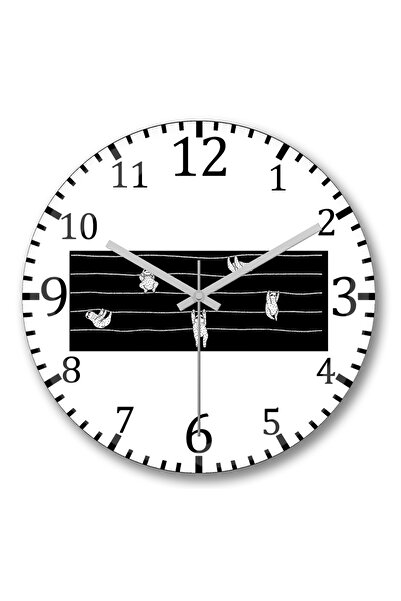 BASKI DÜNYASI ساعة حائط شريطية مظلمة من الزجاج الحقيقي المنحني