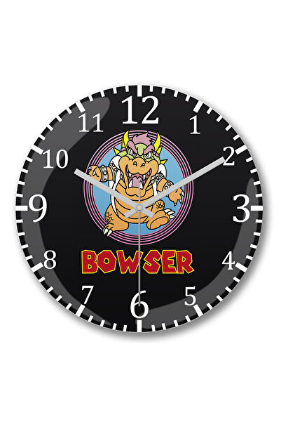 BASKI DÜNYASI Ceas de perete King Bowser Super Mario Classica Fanart din sticlă autentică bombată