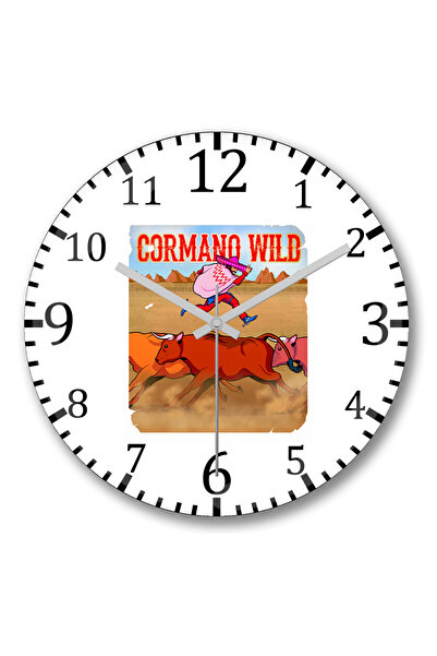 BASKI DÜNYASI ساعة حائط كورمانو وايلد سانسيت رايدرز من الزجاج الحقيقي المنحني