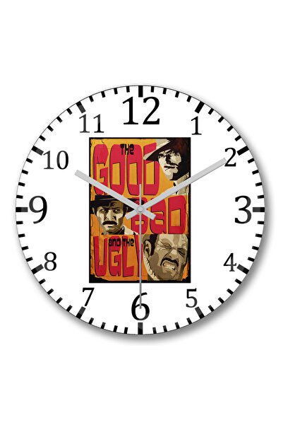 BASKI DÜNYASI Ceas de perete curbat din sticlă autentică, cu trei bărbați în ...