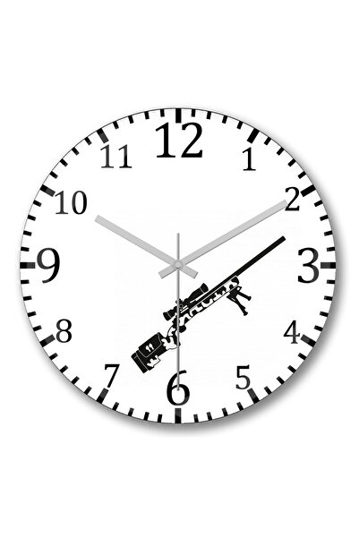 BASKI DÜNYASI Ceas de perete Airsoft Sniper Arte Preta din sticlă autentică bombată