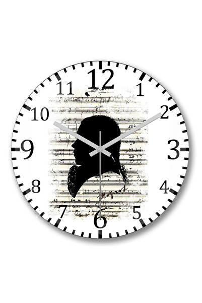 BASKI DÜNYASI فولفجانج أماديوس موزارت بيانو موسيقى النوتات ساعة حائط من الزجاج الحقيقي