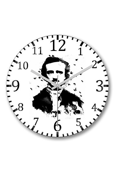 BASKI DÜNYASI ساعة حائط إدغار آلان بو من الزجاج الحقيقي المنحني