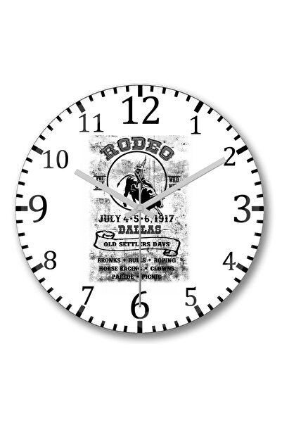 BASKI DÜNYASI ساعة حائط روديو دالاس من الزجاج الحقيقي المنحني