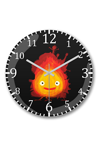 BASKI DÜNYASI Ceas de perete Howl's Moving Castle Calcifer din sticlă autenti...