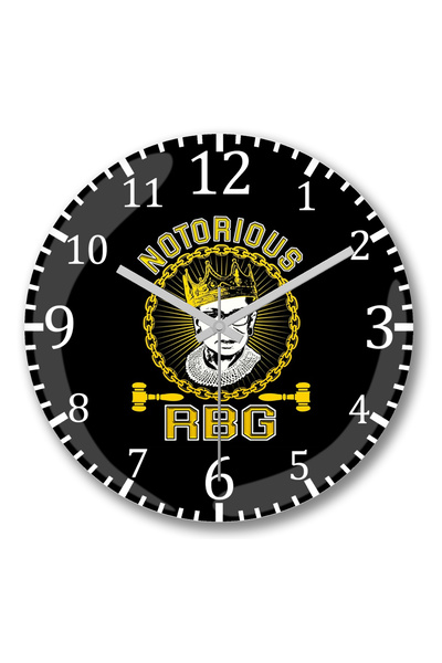 BASKI DÜNYASI ساعة حائط RBG Ruth Bader Ginsburg Supreme سيئة السمعة من الزجاج الحقيقي المنحني