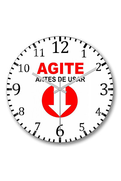 BASKI DÜNYASI ساعة حائط Agite Antes de Usar من الزجاج الحقيقي المنحني