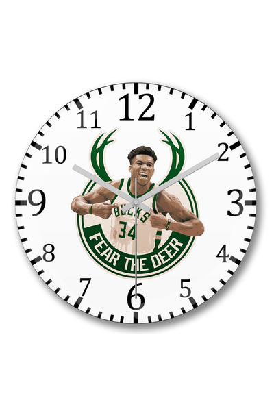 BASKI DÜNYASI ساعة حائط Fear The Deer من الزجاج الحقيقي المنحني