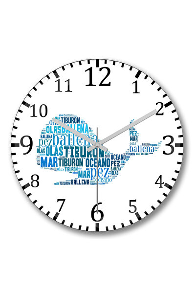 BASKI DÜNYASI ساعة حائط الحوت من الزجاج الحقيقي المنحني