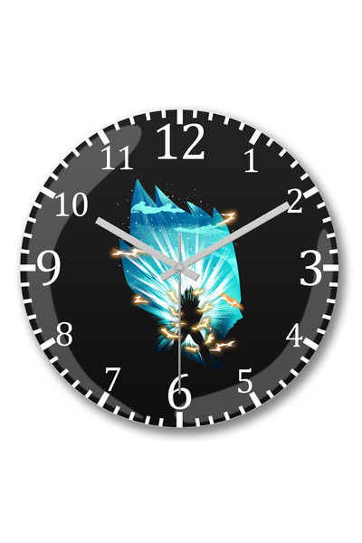 BASKI DÜNYASI ساعة حائط فيجيتا أمير سايان من الزجاج الحقيقي المنحني