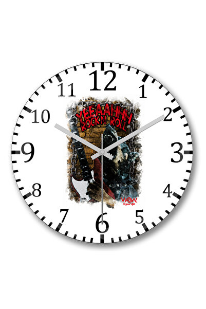BASKI DÜNYASI Ceas de perete Yeah Rock'n Roll din sticlă autentică bombată