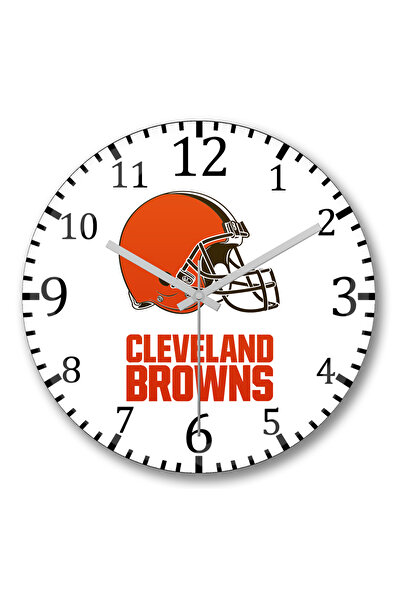 BASKI DÜNYASI Ceas de perete Cleveland Browns din sticlă de veritabilă calitate