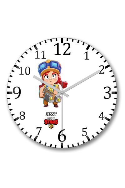 BASKI DÜNYASI Ceas de perete Brawl Stars Jessy din sticlă autentică bombată