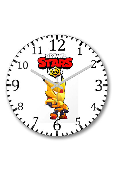 BASKI DÜNYASI Ceas de perete Gold Mecha Crow Design Brawl Stars din sticlă au...