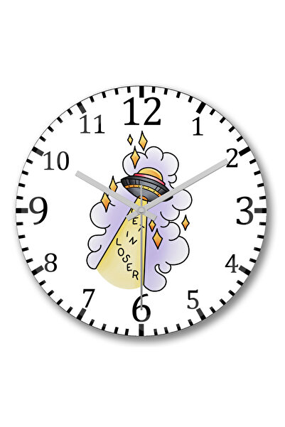 BASKI DÜNYASI Ceas de perete Ufo Get In Loser din sticlă autentică bombată