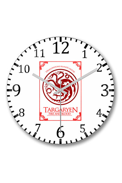 BASKI DÜNYASI Ρολόι τοίχου Targaryen House με κυρτό γυαλί από αληθινό γυαλί