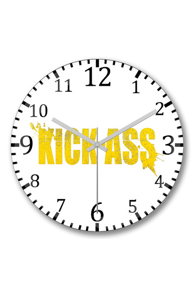 BASKI DÜNYASI ساعة حائط Kick Ass من الزجاج الحقيقي المنحني