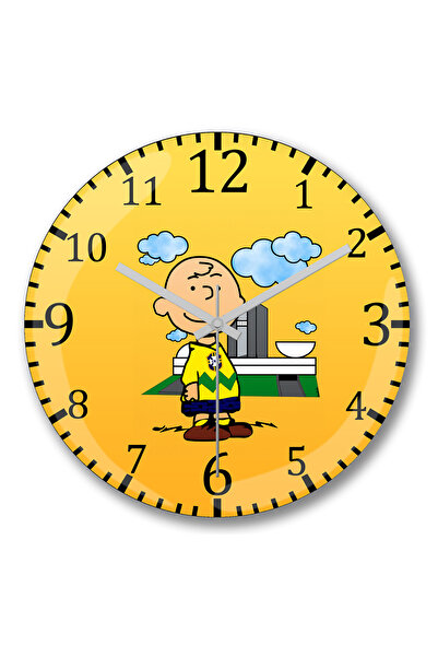 BASKI DÜNYASI ساعة حائط تشارلي براون من الزجاج الحقيقي المنحني