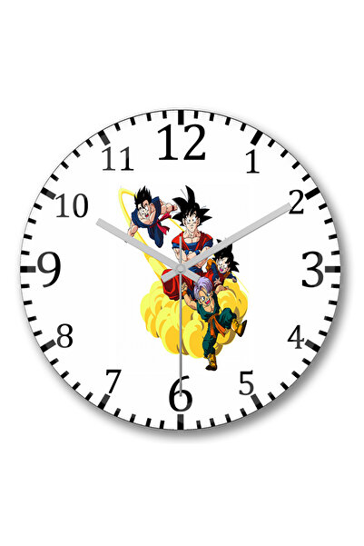 BASKI DÜNYASI ساعة حائط سون جوكو دراغون بول من الزجاج الحقيقي المنحني