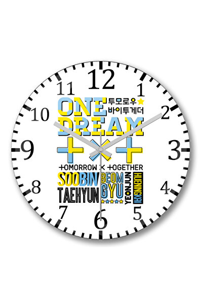 BASKI DÜNYASI Ceas de perete Txt Font Collage din sticlă autentică bombată