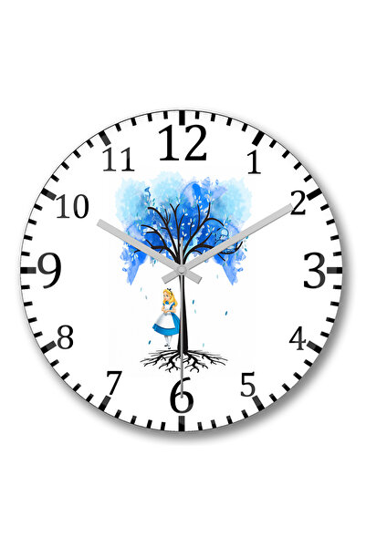 BASKI DÜNYASI Ρολόι τοίχου Alice no Pais das Maravilhas με κυρτό γυαλί από αλ...