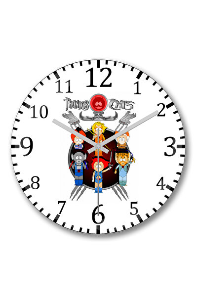 BASKI DÜNYASI ساعة حائط ثاندر كاتس ساوث بارك من الزجاج الحقيقي المنحني