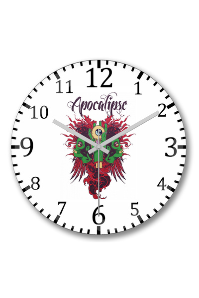 BASKI DÜNYASI ساعة حائط نهاية العالم من الزجاج الحقيقي المنحني