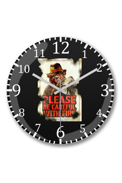 BASKI DÜNYASI Ceas de perete Fire Damages Everything din sticlă autentică bom...