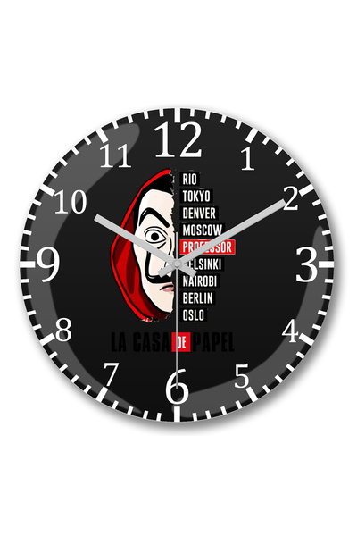 BASKI DÜNYASI ساعة حائط لا كاسا دي بابيل بروفيسور من الزجاج الحقيقي المنحني