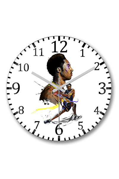 BASKI DÜNYASI ساعة حائط ملونة من كوبي براينت من الزجاج الحقيقي المنحني