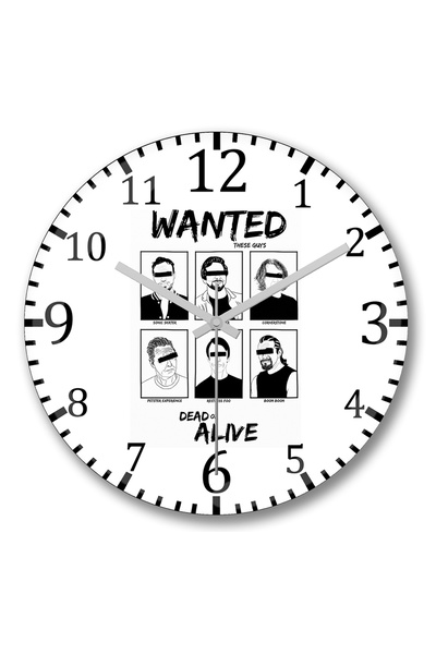 BASKI DÜNYASI Ceas de perete Wanted Dead or Alive din sticlă autentică bombată