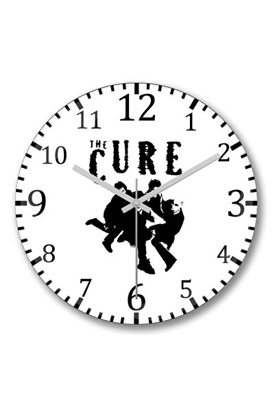 BASKI DÜNYASI ساعة حائط The Cure Rock من الزجاج الحقيقي المنحني