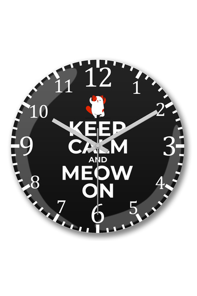 BASKI DÜNYASI القطط والقطط تحافظ على الهدوء والمواء على ساعة الحائط المنحنية من الزجاج الحقيقي