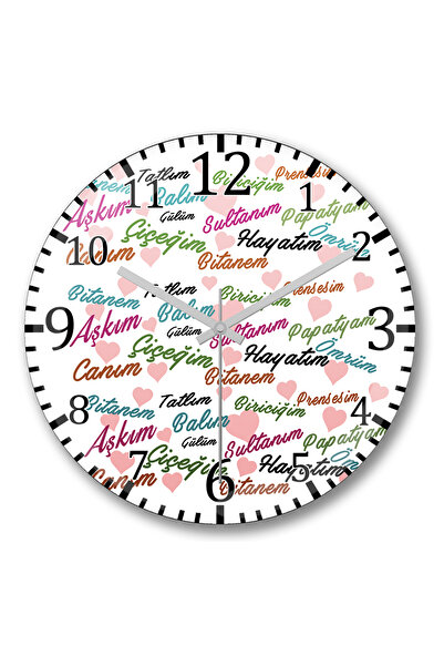 BASKI DÜNYASI Ceas de perete I Love My Dear Flower din sticlă de verități cu ...