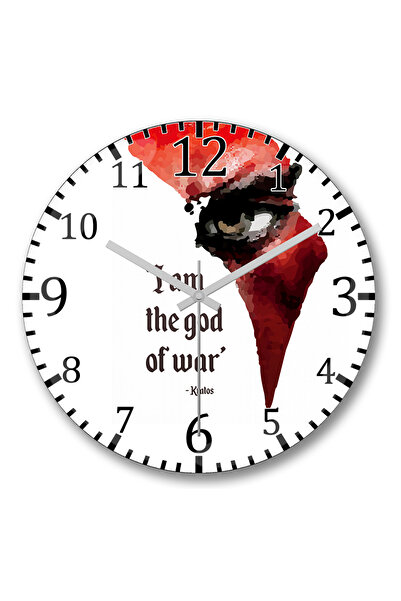 BASKI DÜNYASI أنا إله الحرب ساعة حائط من الزجاج الحقيقي المنحني
