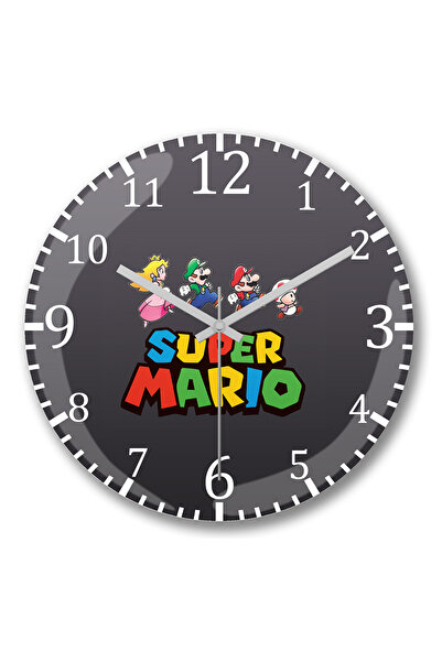 BASKI DÜNYASI ساعة حائط سوبر ماريو 2 من الزجاج الحقيقي المنحني
