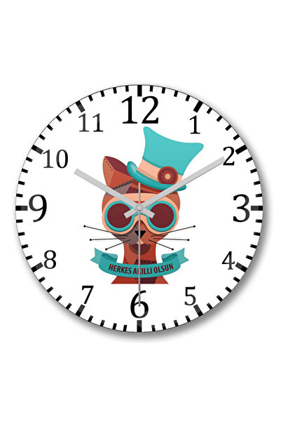 BASKI DÜNYASI ساعة حائط Heskes Be Smart من الزجاج الحقيقي المنحني