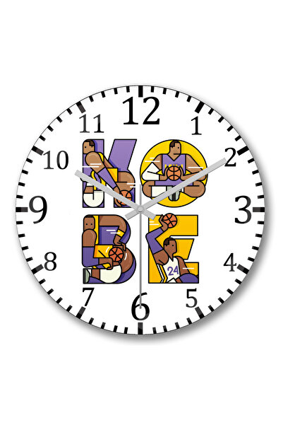 BASKI DÜNYASI Ceas de perete tipografic Kobe Bryant Tribute din sticlă autent...